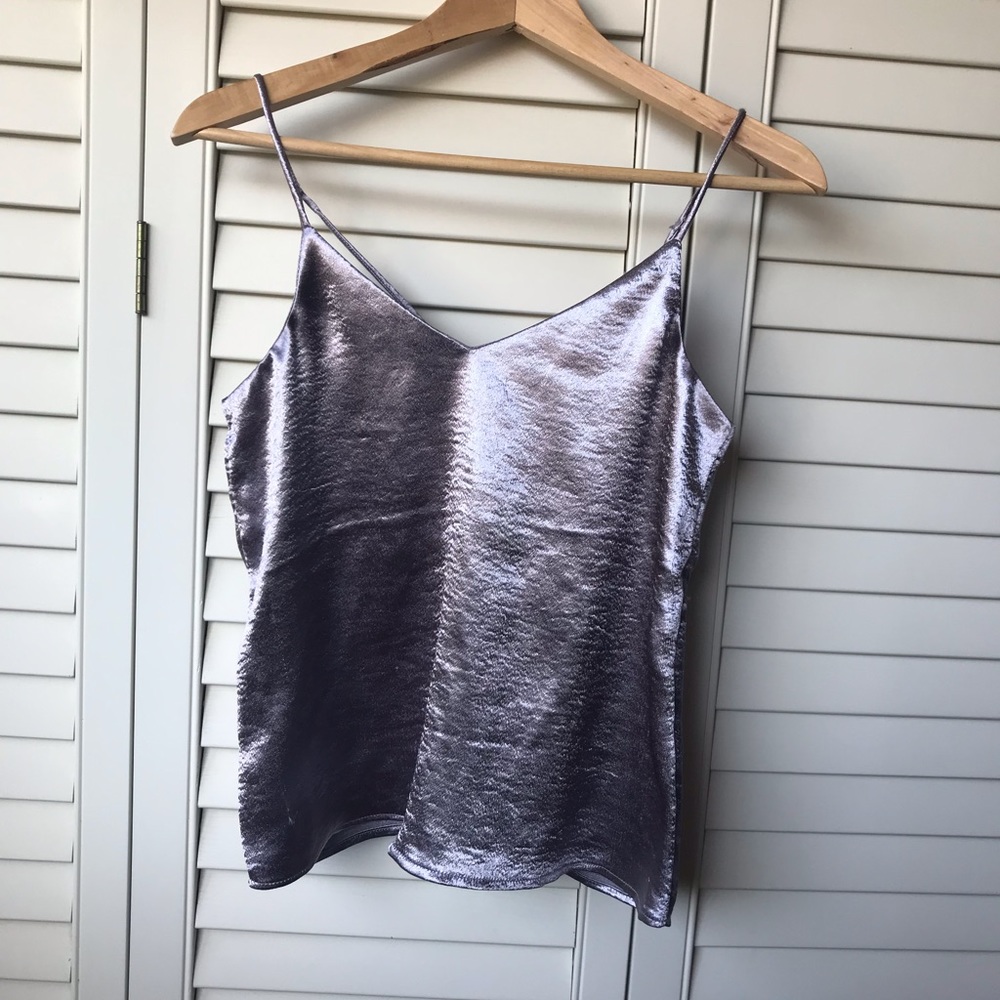 Super Shiny Metallic Silver Tank Top